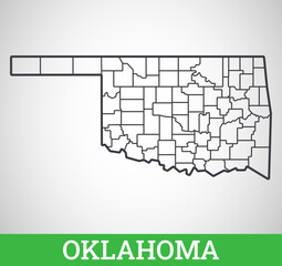 Simple outline map of Oklahoma, America. Vector graphic illustration.