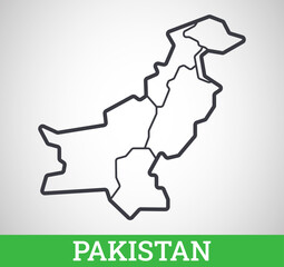 Simple outline map of Pakistan with provinces. Vector graphic illustration.