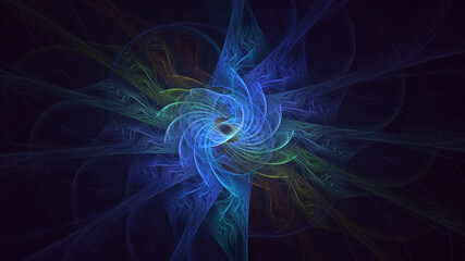 3D rendering abstract multicolor fractal light background