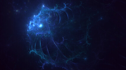 3D rendering abstract multicolor fractal light background