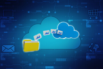 Fototapeta na wymiar 3d rendering Cloud computing concept, Cloud internet technology concept background, Cloud computing and network data Storage concept