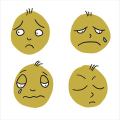 Set Icon Sad, Angry and Sick Emoji. Emoticons Set Doodle Illustration for social media
