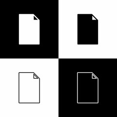 Set Empty document icon isolated on black and white background. Checklist icon. Business concept. Vector