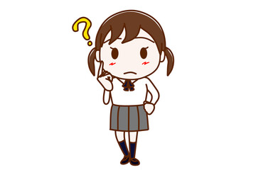 ＜全身・正面＞はてなと疑問を持って考える女子学生