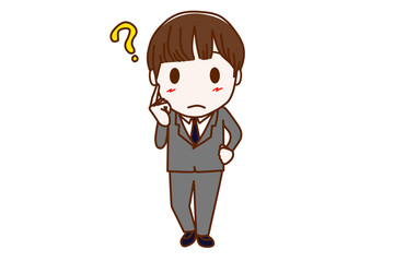 ＜全身・正面＞はてなと疑問を持って考える男子学生