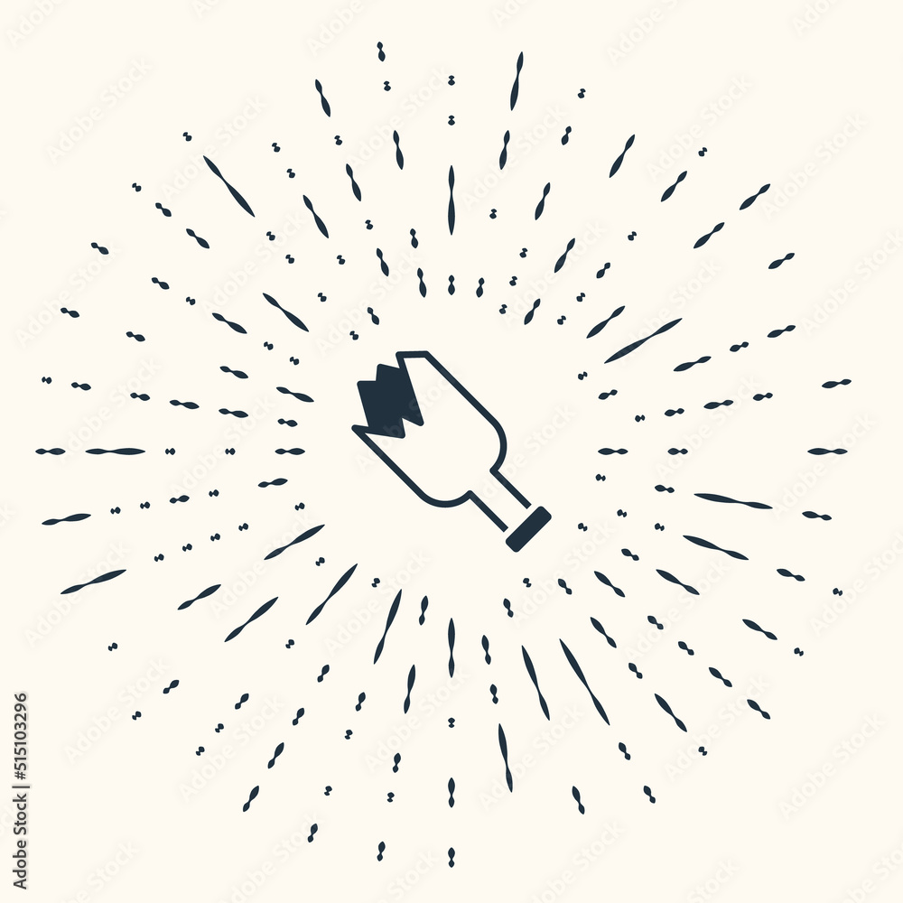Poster grey broken bottle as weapon icon isolated on beige background. abstract circle random dots. vector