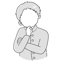 考え事をしている学ランを着た男の子のイラスト
