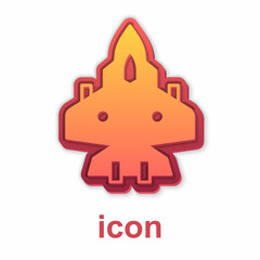 Gold Jet fighter icon isolated on white background. Military aircraft. Vector