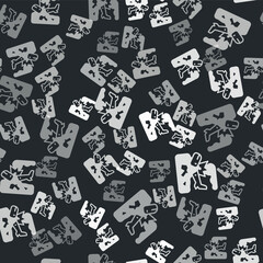 Grey Plane crash icon isolated seamless pattern on black background. Vector