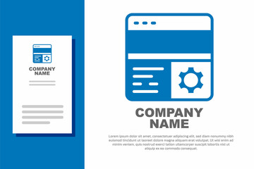Blue Debugging icon isolated on white background. Debugging tool. Magnifying glass on bug programming. Testing and setting software. Logo design template element. Vector
