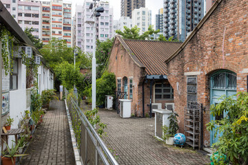 Fototapeta na wymiar Traditional Cattle Depot Artist Village in Hong Kong