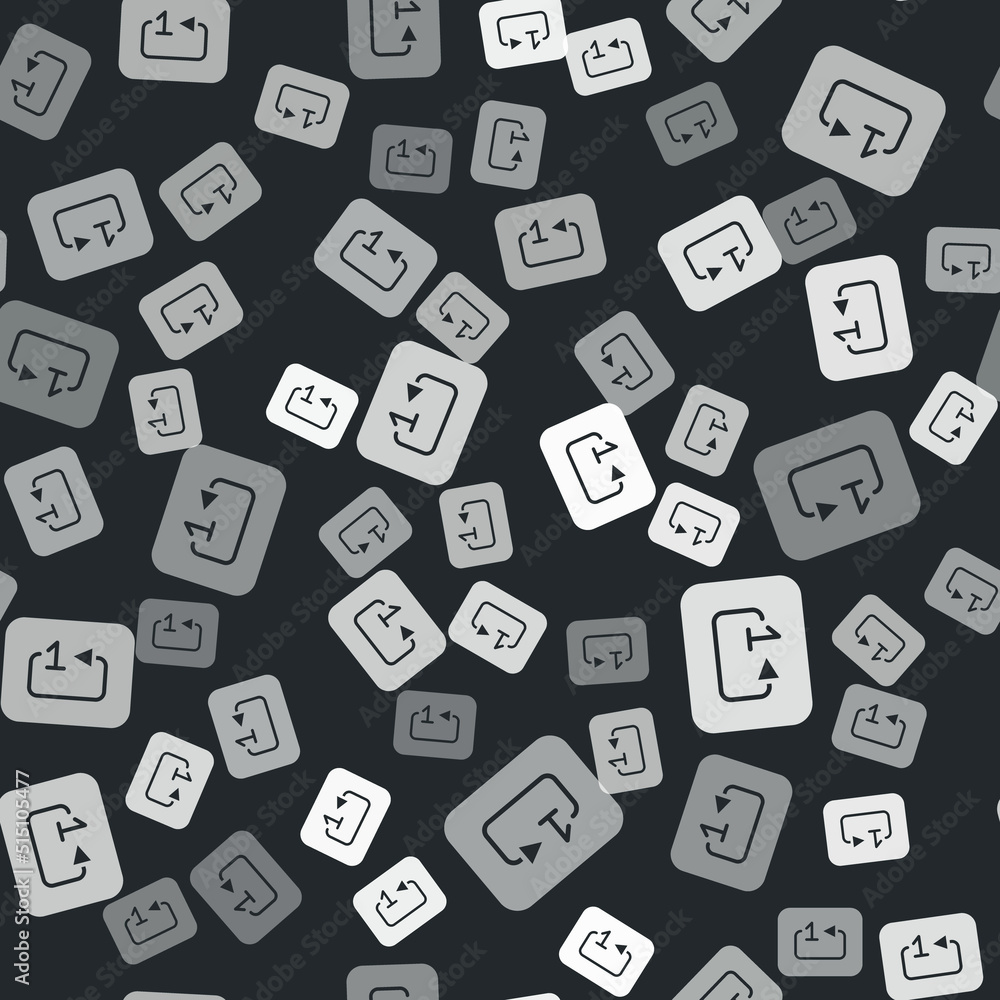 Poster grey repeat track music player icon isolated seamless pattern on black background. the sign is a rou