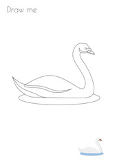 Swan Simple Stroke Bird Silhouette Photo Drawing Skills For Kids A3/A4/A5 suitable format size. Print it by yourself at home and enjoy!