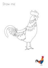 Rooster Simple Stroke Bird Silhouette Photo Drawing Skills For Kids A3/A4/A5 suitable format size. Print it by yourself at home and enjoy!