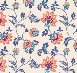 Fototapeta na wymiar Colorful wedding card design, paisley floral pattern , India 