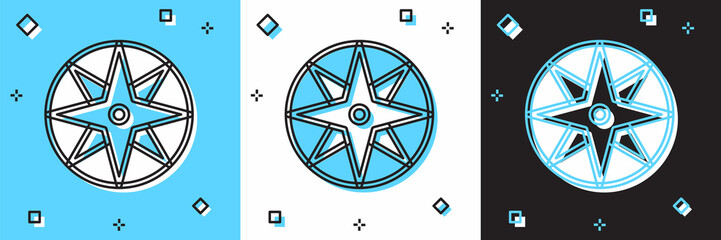 Obraz premium Set Wind rose icon isolated on blue and white, black background. Compass icon for travel. Navigation design. Vector