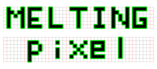 Editable bitmap pixel font concept with grid template.