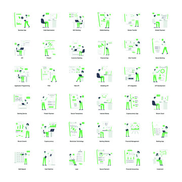 Pack of Banking Flat Mini Illustrations