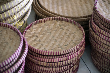 A traditional handmade bamboo basket. 