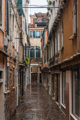Fototapeta na wymiar View of a Typical Venice Calle, Veneto, Italy, Europe, World Heritage Site
