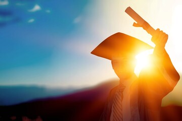 Graduation. Congratulations on the day of graduation at the university. Happy student.