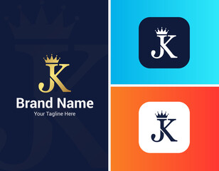 JK logo, modern minimalist luxury letters initials elegant clothing logo design vector illustration template
