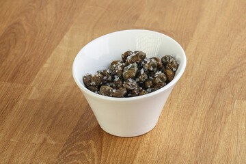 Salted marinated capers snack appetiser