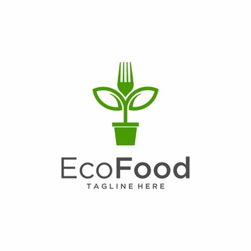 Eco food logo. Eco food icon. Eco food vector logo template.