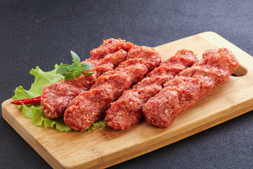 Raw beef kebab minced meat