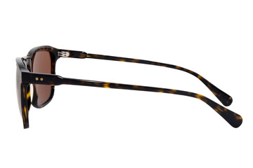 Square sunglasses isolated on white background black and brown color side view
