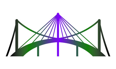 Bridge illustration logo vector template purple and green