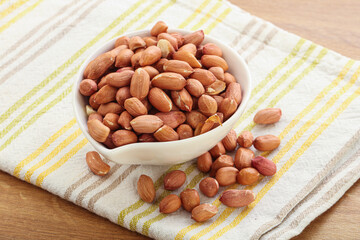 Raw peanut heap in the bowl