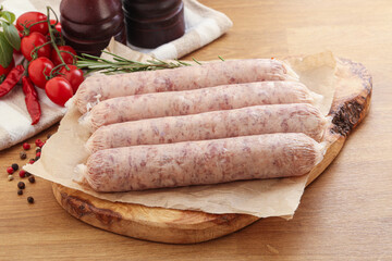 Raw pork sausages for grill