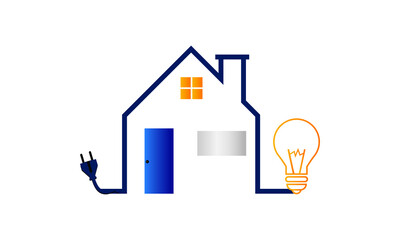 Fototapeta na wymiar House Of Lamp Logo Design Isolated In House. Lamp Logo Template. Modern Design. Flat Logo. Vector Illustration