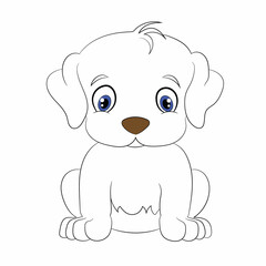 Obraz premium Dog line drawing. Cute dog sitting. Vector illustration