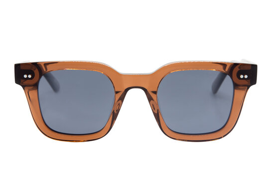 Square Sunglasses unisex black shades with brown transparent frame front view