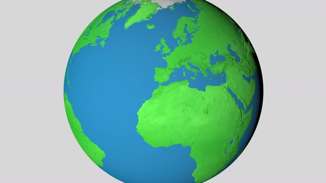 Seamless looping animation of the earth zooming in to the 3d map of Slovenia with the capital and the biggest cites in 4K resolution