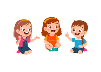little kids sit together with friend on the floor