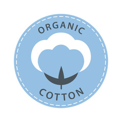 Organic cotton icon. A cotton box with an inscription. Vector illustration isolated on a white background for design and web.