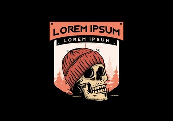 Skull head wearing beanie illustration design