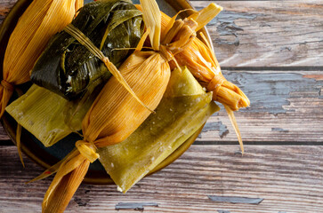 Tamales, typical Mexican food made from corn.