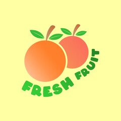 fresh fruit logo template with images of citrus fruits and plums on isolated background