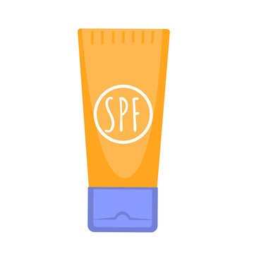 Sunscreen Lotion tube vector illustration. Concept of Using spf cream for protection skin from sunshine.
