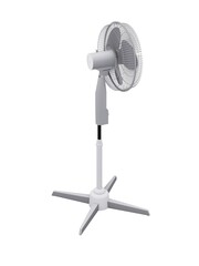  3D illustration of a white ventilator on a white background.