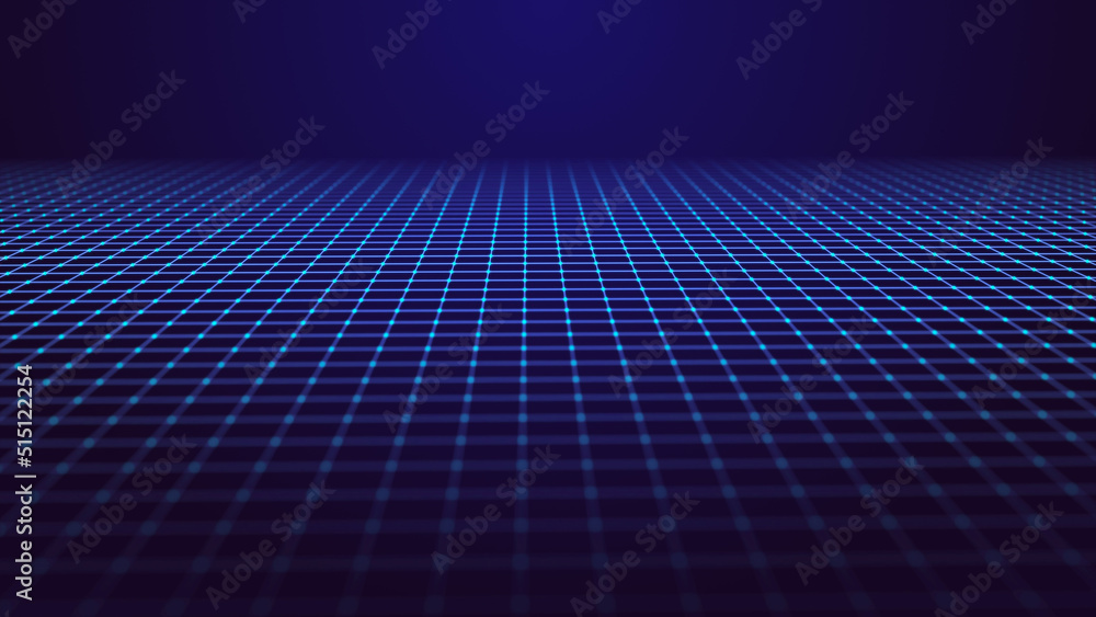 Aufkleber perspective blue grid on a dark background. futuristic illustration of a network connection. big dat
