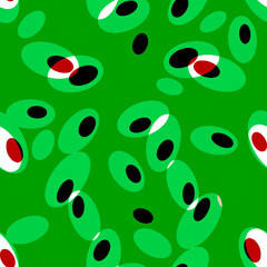 Funny green seamless pattern with oval geometric shapes