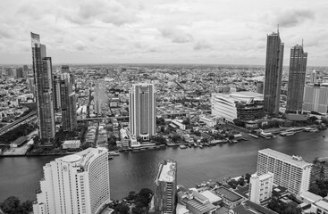the Cityscape and the Chao Phraya River of the Capital City Bangkok Thailand Southeast Asia