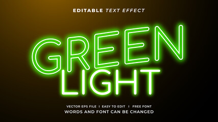 Green light text effect neon style. Editable text effect © hiznysyahril