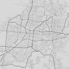 Vector map of San Salvador city. Urban grayscale poster. Road map with metropolitan city area view.