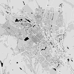 Urban city map of Chisinau. Vector poster. Black grayscale black and white street map.